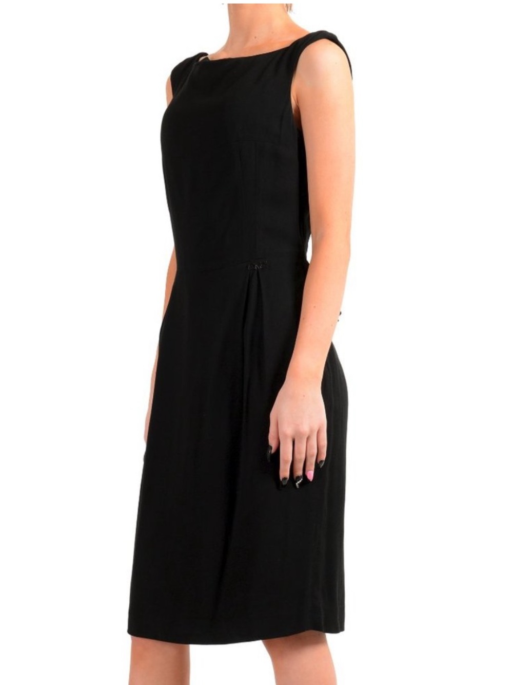 CNC Costume National Black Sleeveless Midi Sheath Dress